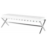 Auguste White Naugahyde Occasional Bench