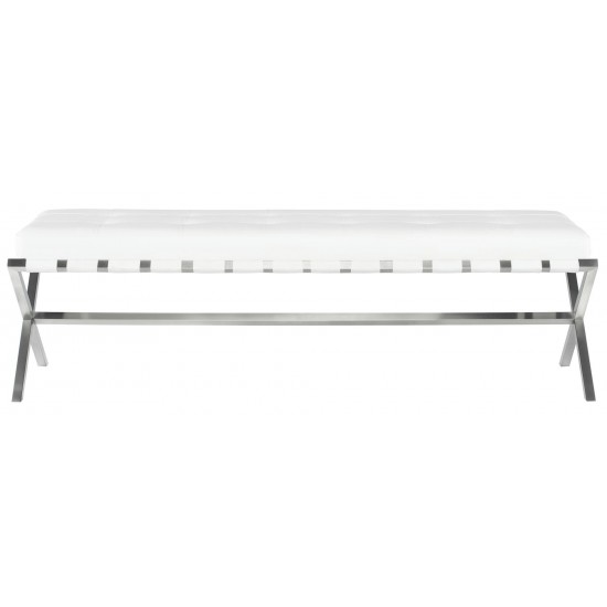 Auguste White Naugahyde Occasional Bench