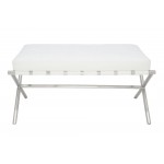 Auguste White Naugahyde Occasional Bench