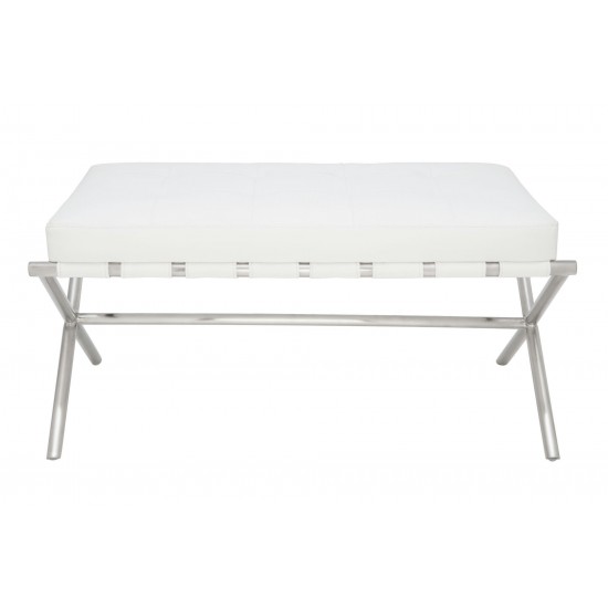 Auguste White Naugahyde Occasional Bench