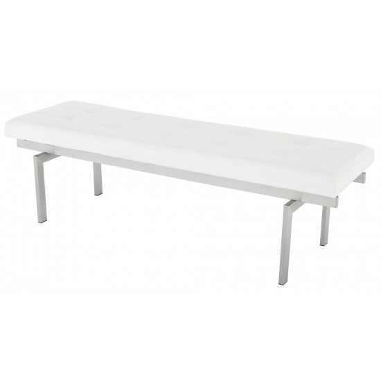 Louve White Naugahyde Occasional Bench