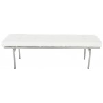 Louve White Naugahyde Occasional Bench