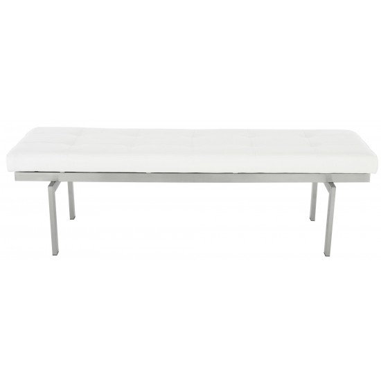 Louve White Naugahyde Occasional Bench