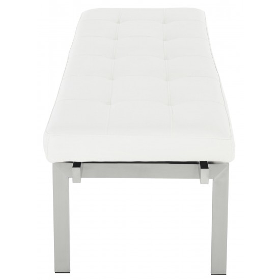 Louve White Naugahyde Occasional Bench