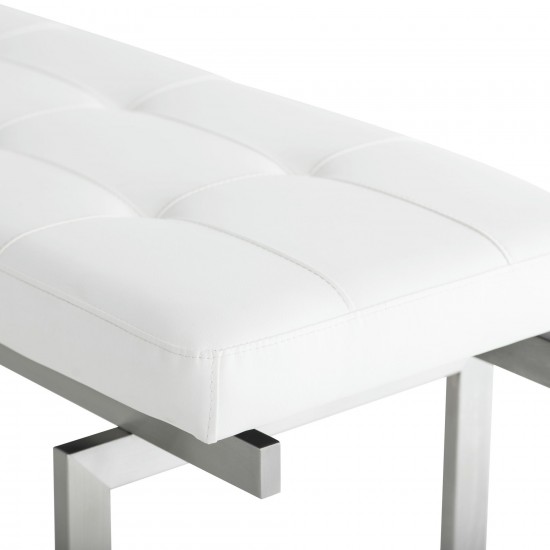 Louve White Naugahyde Occasional Bench