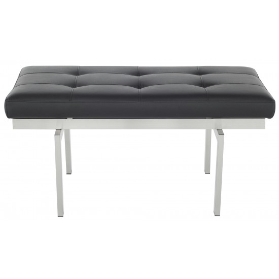 Louve Black Naugahyde Occasional Bench, HGTB130