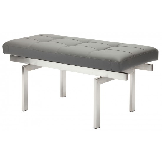 Louve Grey Naugahyde Occasional Bench, HGTB132