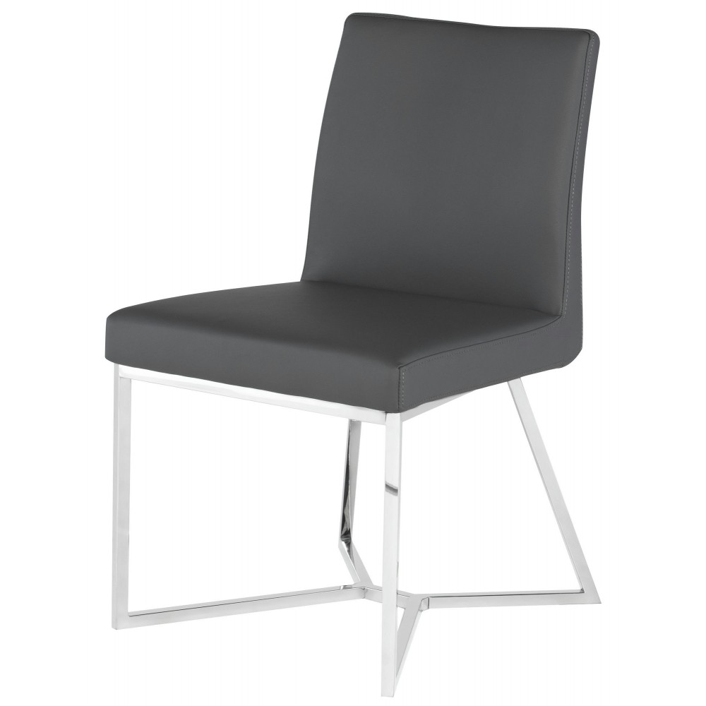 Patrice Grey Naugahyde Dining Chair