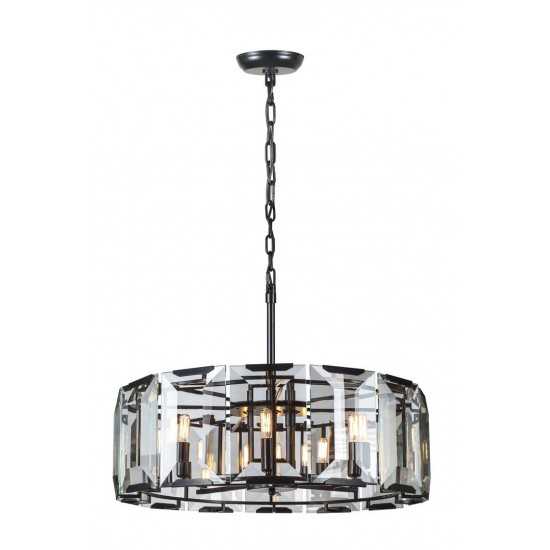 Elegant Lighting 1211 Monaco Collection Pendant Lamp D: 30in H: 12in Lt: 8 Flat Black (Matte) Finish