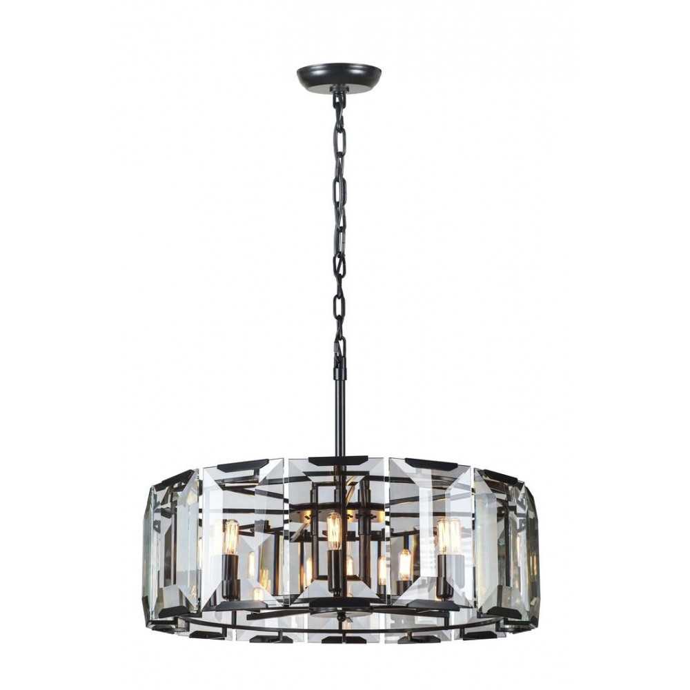 Elegant Lighting 1211 Monaco Collection Pendant Lamp D: 30in H: 12in Lt: 8 Flat Black (Matte) Finish