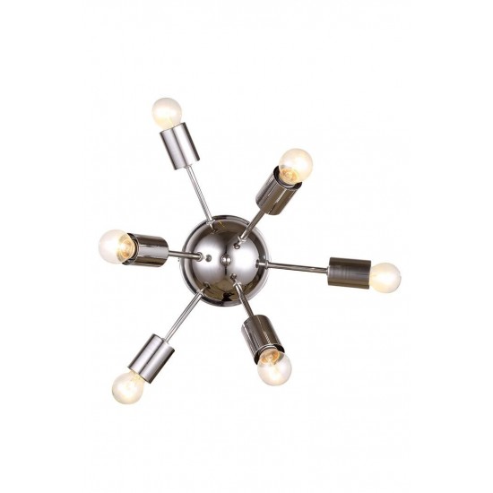 Elegant Lighting 1134 Cork Collection Wall / Flush Mounts D: 21in H: 21in Ext: 9.5in Lt: 6 Polished Nickel Finish