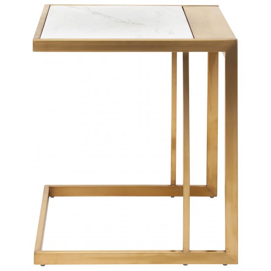 Ethan White Stone Side Table, HGTB261