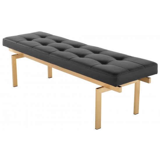 Louve Black Naugahyde Occasional Bench, HGTB331