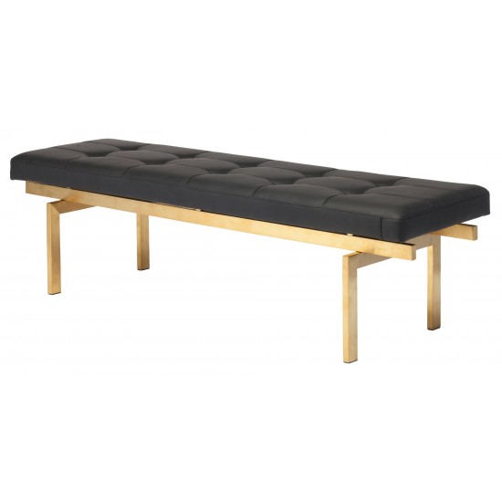 Louve Black Naugahyde Occasional Bench, HGTB331