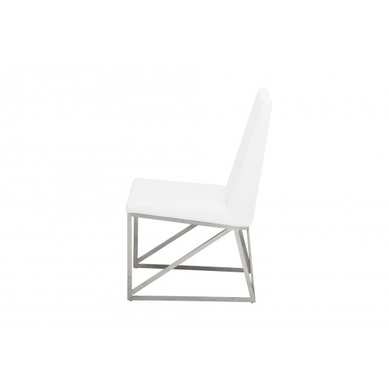 Caprice White Naugahyde Dining Chair, HGTB379