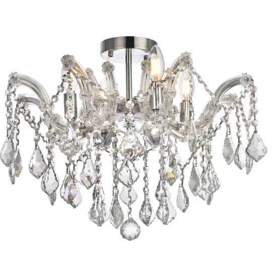 Elegant Lighting Maria Theresa 4 Light Chrome Flush Mount Clear Swarovski Elements Crystal