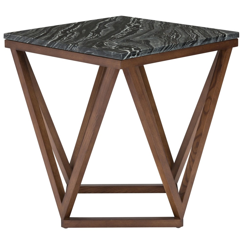 Jasmine Black Wood Vein Stone Side Table, HGYU162