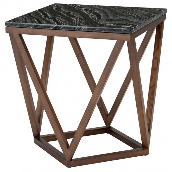 Jasmine Black Wood Vein Stone Side Table, HGYU162