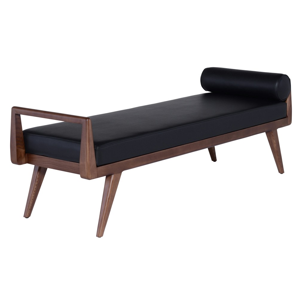 Ava Black Naugahyde Occasional Bench