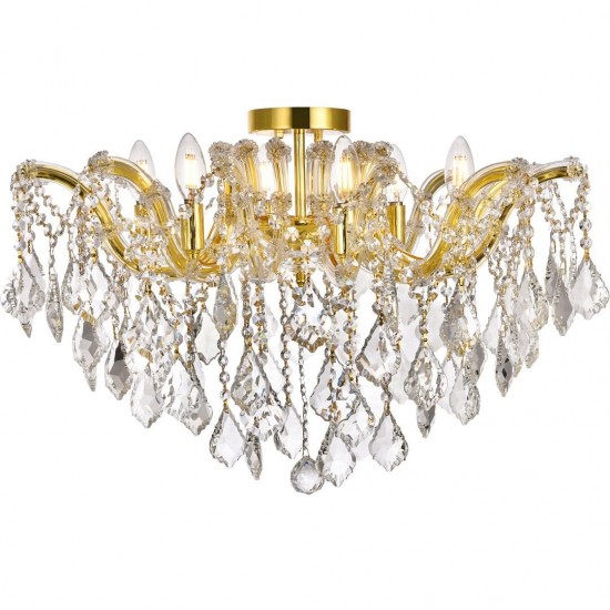 Elegant Lighting Maria Theresa 6 Light Gold Flush Mount Clear Spectra Swarovski Crystal