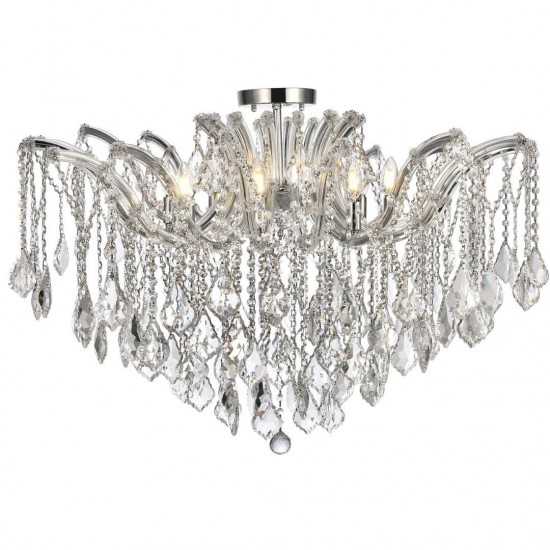 Elegant Lighting Maria Theresa 8 Light Chrome Flush Mount Clear Spectra Swarovski Crystal