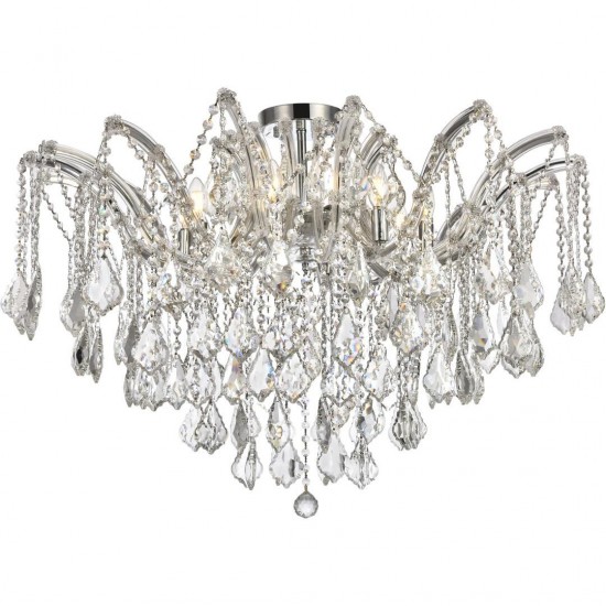 Elegant Lighting Maria Theresa 8 Light Chrome Flush Mount Clear Spectra Swarovski Crystal