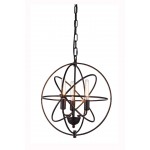 Elegant Lighting 1453 Vienna Collection Pendant Lamp D: 17 H: 19 Lt: 3 Dark Bronze Finish