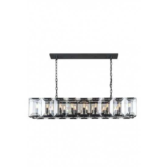 Elegant Lighting 1212 Monaco Collection Pendant Lamp L: 62in W: 13in H: 12in Lt: 18 Flat Black (Matte) Finish