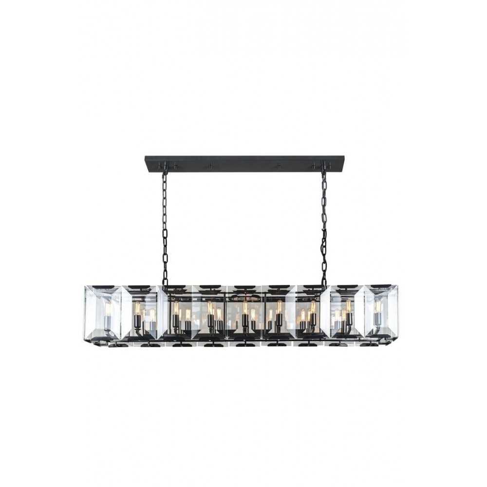 Elegant Lighting 1212 Monaco Collection Pendant Lamp L: 62in W: 13in H: 12in Lt: 18 Flat Black (Matte) Finish