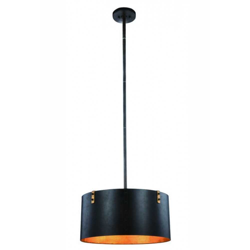 Elegant Lighting Hudson Collection Pendant Lamp D:20 H:57 Lt:3 Vintage Bronze & Golden Iron Finish