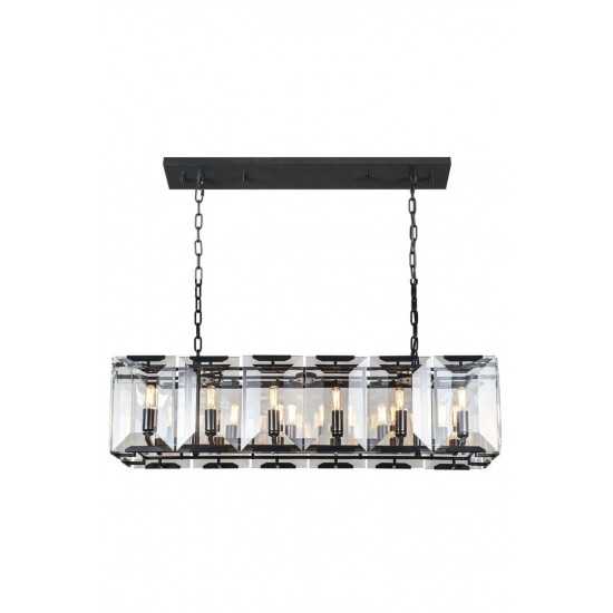 Elegant Lighting 1212 Monaco Collection Pendant Lamp L: 40in W: 13in H: 12in Lt: 12 Flat Black (Matte) Finish