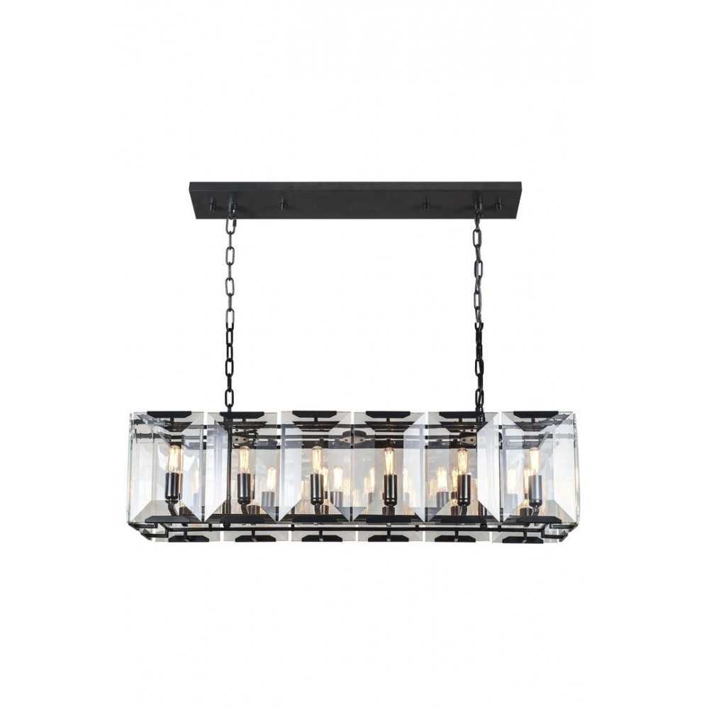 Elegant Lighting 1212 Monaco Collection Pendant Lamp L: 40in W: 13in H: 12in Lt: 12 Flat Black (Matte) Finish Elegant Lighting 1212 Monaco Collection Pendant Lamp L: 40in W: 13in H: 12in Lt: 12 Flat Black (Matte) Finish