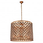 Elegant Lighting 35" Pendant Lamp with 12 E12 Light Bulbs and Royal Cut Clear Crystal Trim in Golden Iron Finish