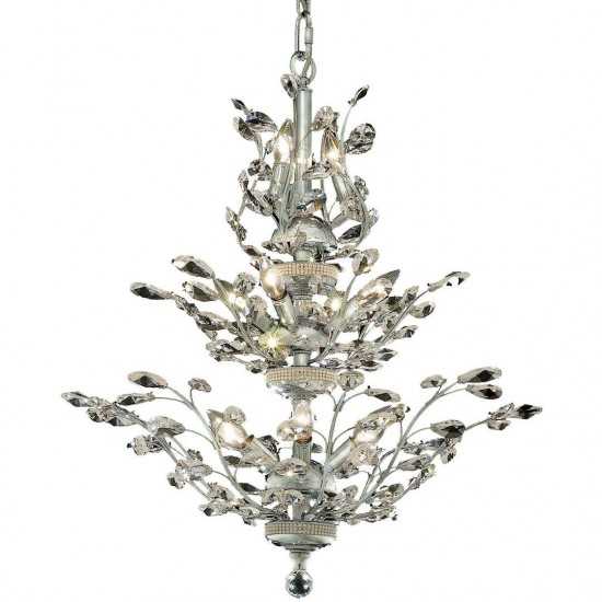 Elegant Lighting Orchid 13 Light Chrome Chandelier Clear Elegant Cut Crystal