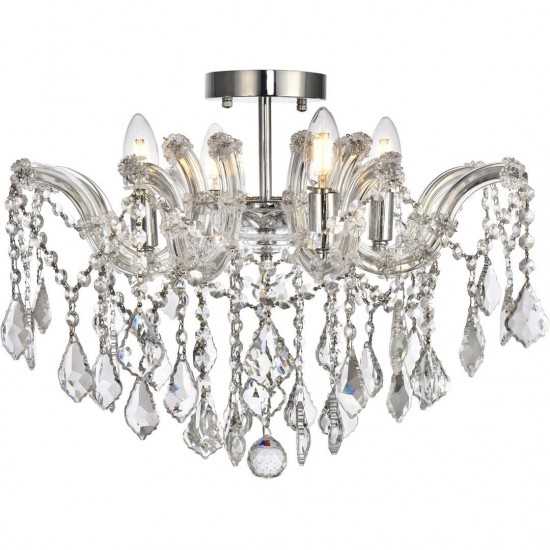 Elegant Lighting Maria Theresa 4 Light Chrome Flush Mount Clear Royal Cut Crystal