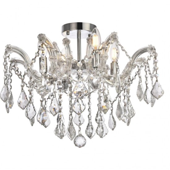 Elegant Lighting Maria Theresa 4 Light Chrome Flush Mount Clear Royal Cut Crystal