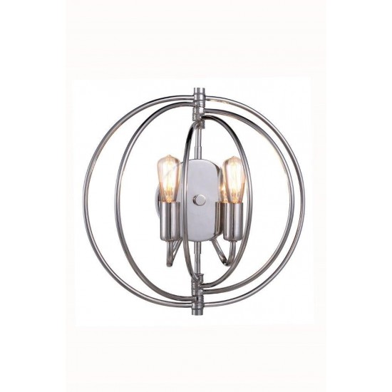 Elegant Lighting 1453 Vienna Collection Wall Lamp W: 13 H: 13 E: 6 Lt: 2 Polished Nickel Finish