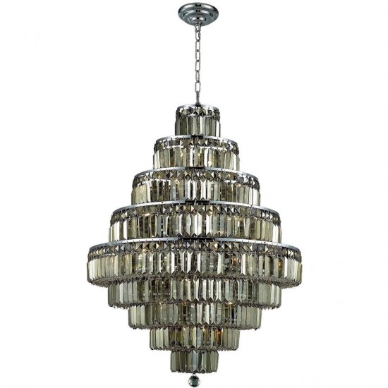 Elegant Lighting Maxime 20 Light Chrome Chandelier Golden Teak (Smoky) Royal Cut Crystal