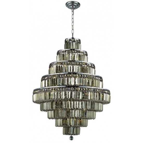 Elegant Lighting Maxime 20 Light Chrome Chandelier Golden Teak (Smoky) Royal Cut Crystal