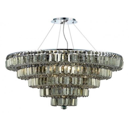 Elegant Lighting Maxime 17 Light Chrome Chandelier Golden Teak (Smoky) Swarovski Elements Crystal