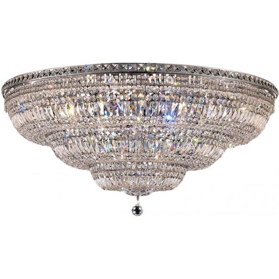Elegant Lighting 2528 Tranquil Collection Flush Mount D:48In H:21In Lt:33 Chrome Finish (Royal Cut Crystals)