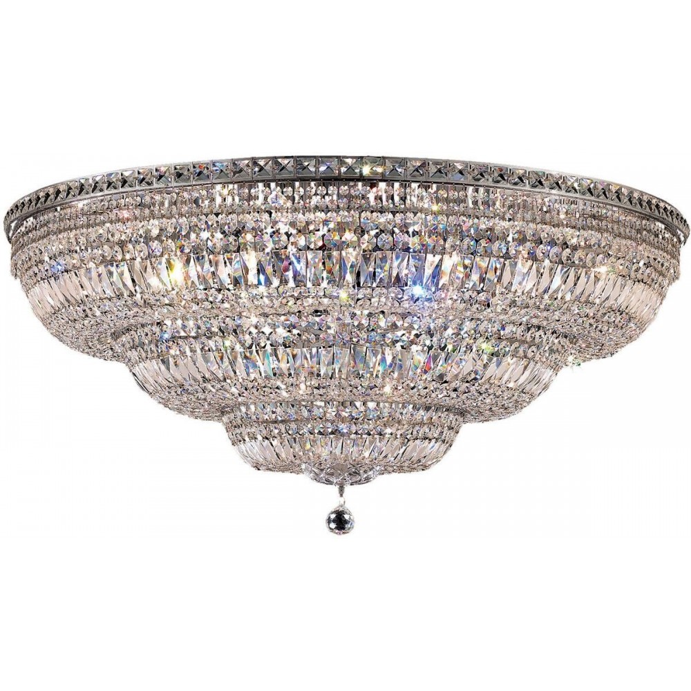 Elegant Lighting 2528 Tranquil Collection Flush Mount D:48In H:21In Lt:33 Chrome Finish (Royal Cut Crystals)