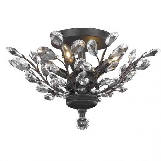 Elegant Lighting Orchid 4 Light Dark Bronze Flush Mount Clear Swarovski Elements Crystal