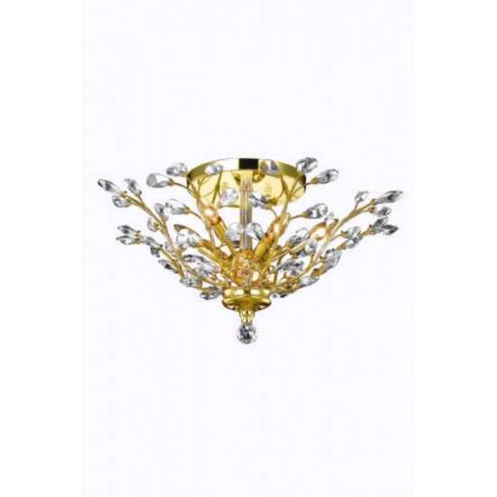 Elegant Lighting Orchid 6 Light Gold Flush Mount Clear Royal Cut Crystal