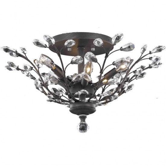 Elegant Lighting Orchid 6 Light Dark Bronze Flush Mount Clear Swarovski Elements Crystal