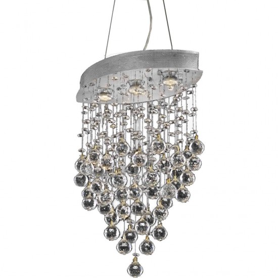 Elegant Lighting Galaxy 3 Light Chrome Pendant Clear Royal Cut Crystal