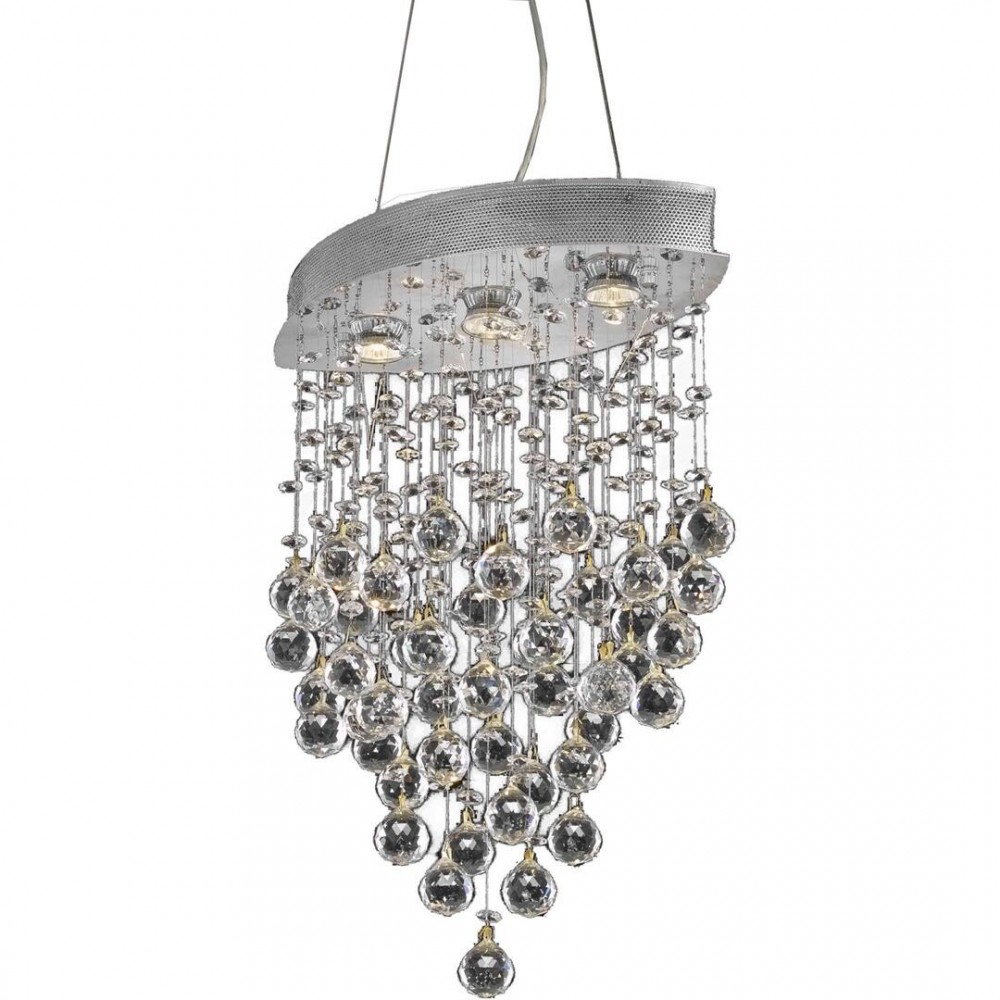 Elegant Lighting Galaxy 3 Light Chrome Pendant Clear Royal Cut Crystal