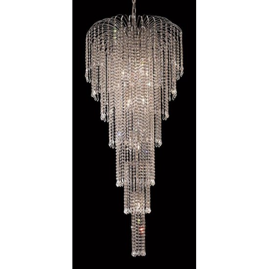 Elegant Lighting Falls 11 Light Chrome Chandelier Clear Elegant Cut Crystal