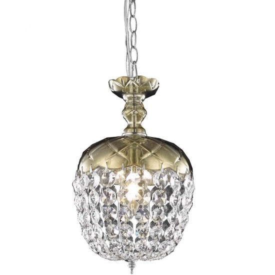 Elegant Lighting Rococo 1 Light Golden Teak Pendant Golden Teak (Smoky) Royal Cut Crystal