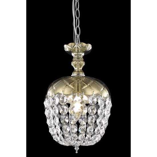 Elegant Lighting Rococo 1 Light Golden Teak Pendant Golden Teak (Smoky) Royal Cut Crystal